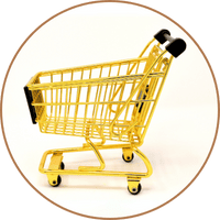 A gold shopping cart