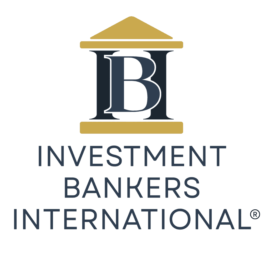 Investment Bankers International  square Logo, with two "I"s forming pillars in a bank graphic and a "B" in between. 